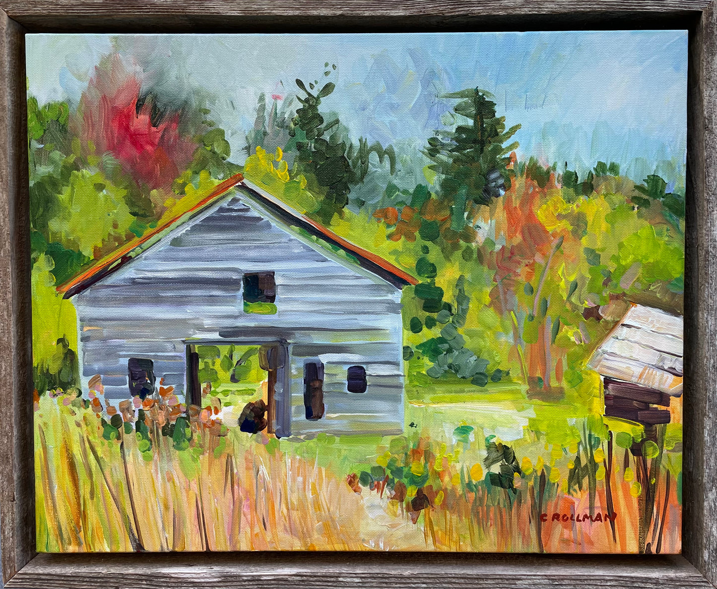 Acrylic 16 x 20 framed painting of Dan Lawson Place in the Great Smoky Mountains National Park.