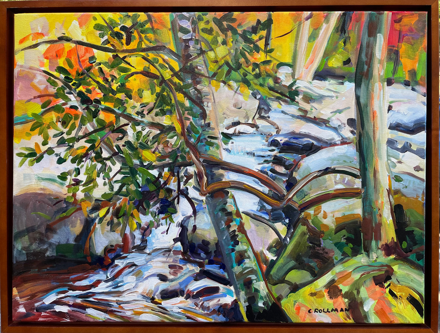 Acrylic 18 x 24 framed painting of Chimney Tops Picnic Area in the Great Smoky Mountains National Park.