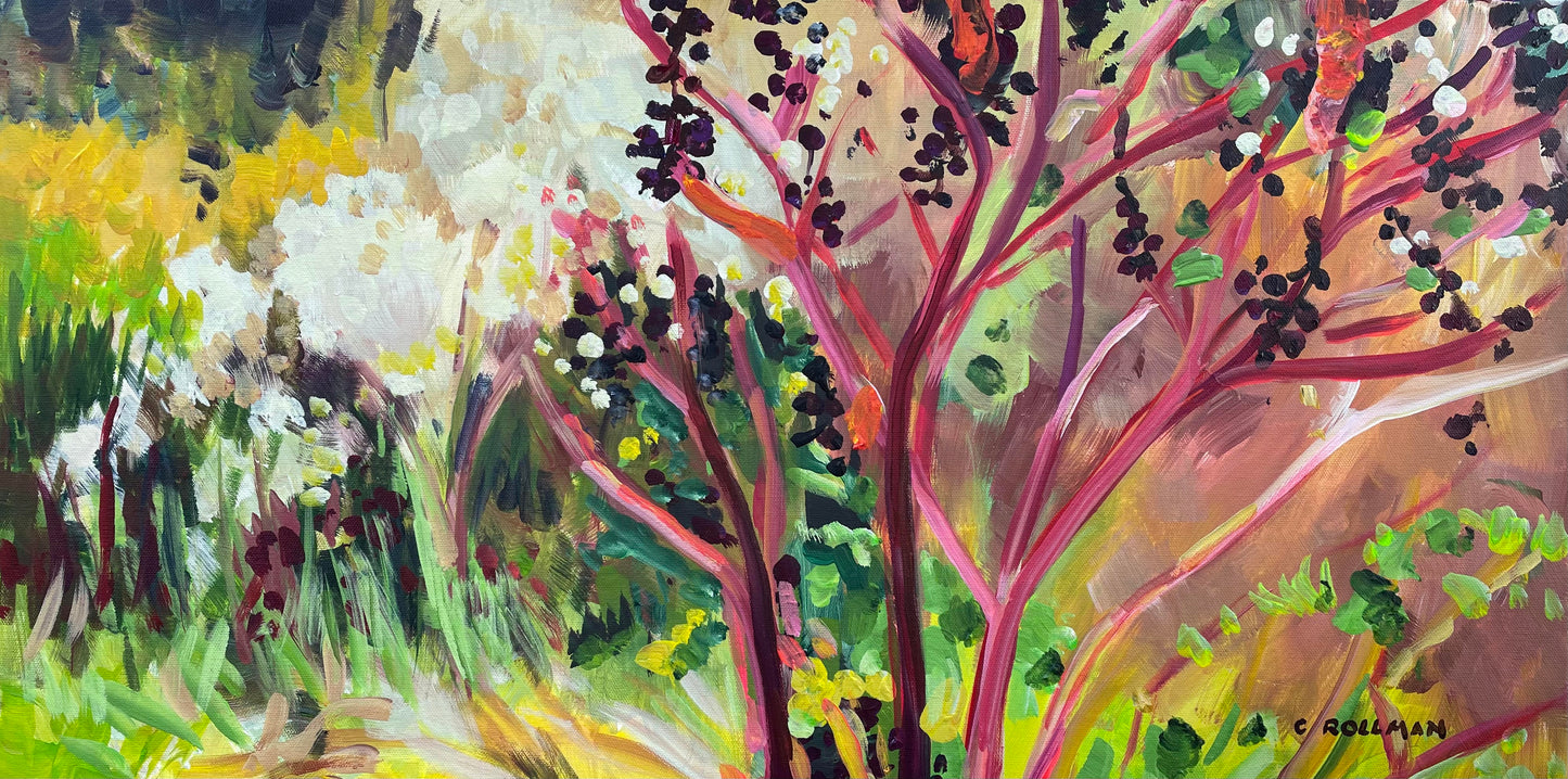 Poke Weed  - Acrylic Painting by artist Charlotte Rollman