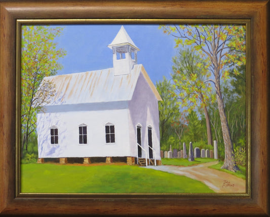 Cades Cove Methodist Church  - Oil Painting by artist John Adkins