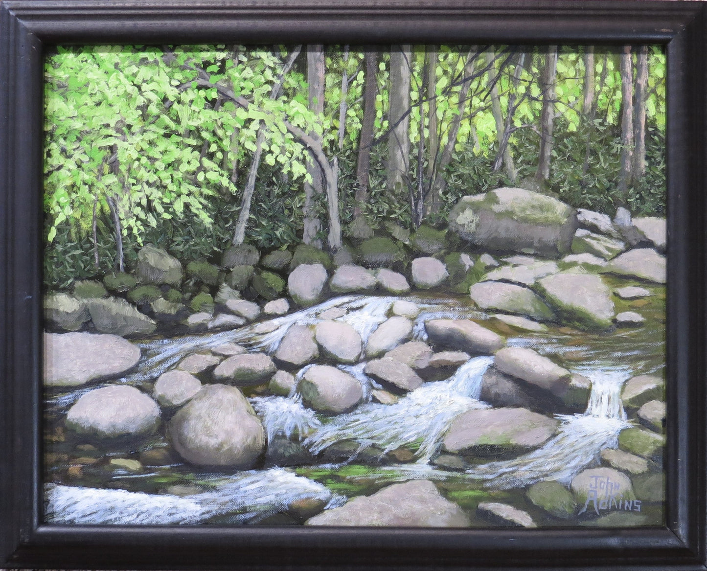Chimney Top Picnic Stream - Oil Painting by artist John Adkins