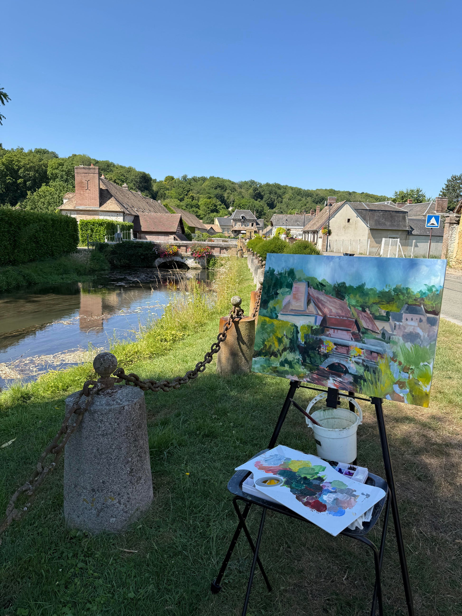 Croisy-sur-Eure  - Acrylic Painting by  Charlotte Rollman 18x24 in France