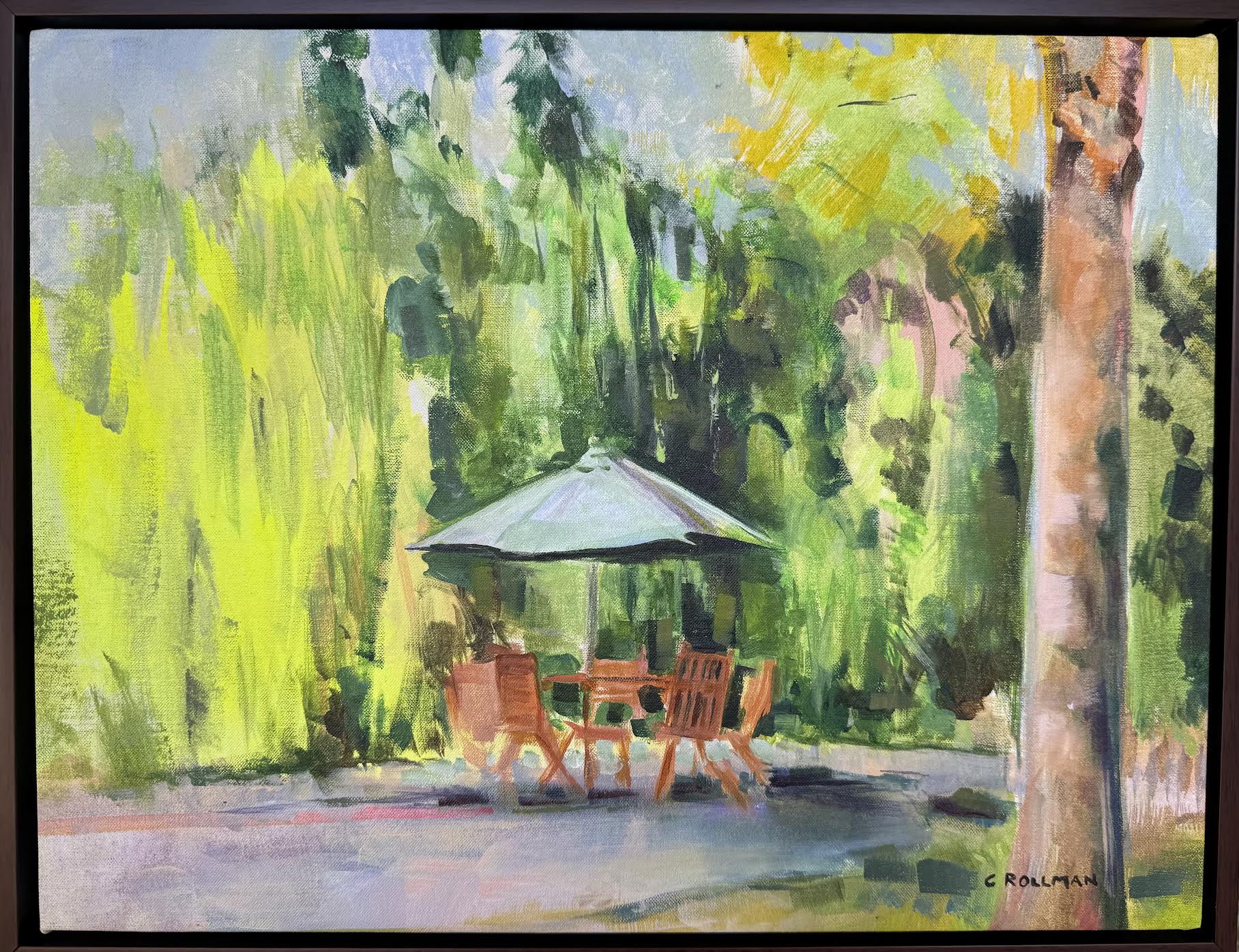 Evening Sauna - Acrylic Painting by Artist Charlotte Rollman 16x20 in France