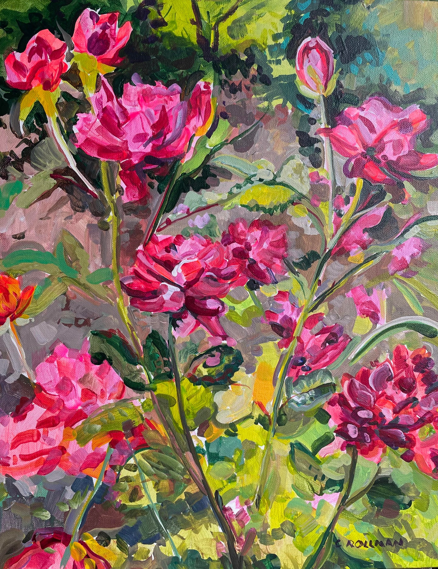Gallery Garden Roses  - Acrylic Painting by artist Charlotte Rollman