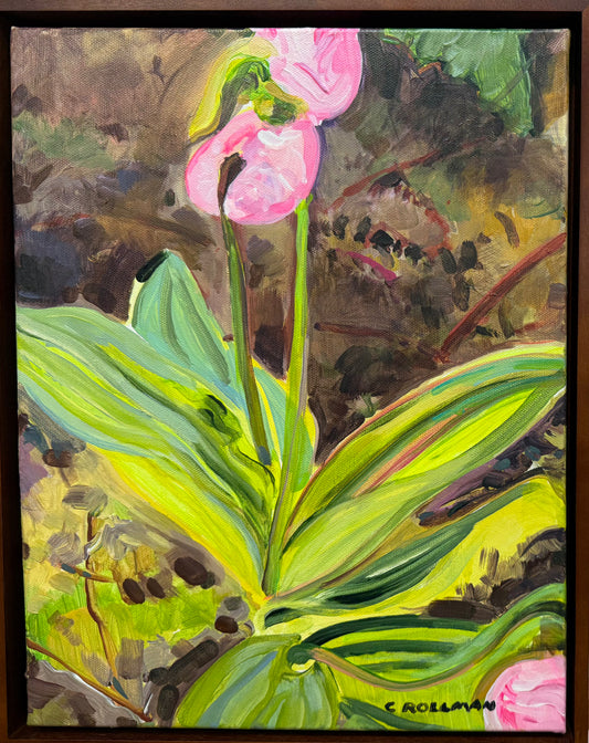 Walking With the Ladies - Acrylic Painting by artist Charlotte Rollman. Pink. In the Smoky Mountains.