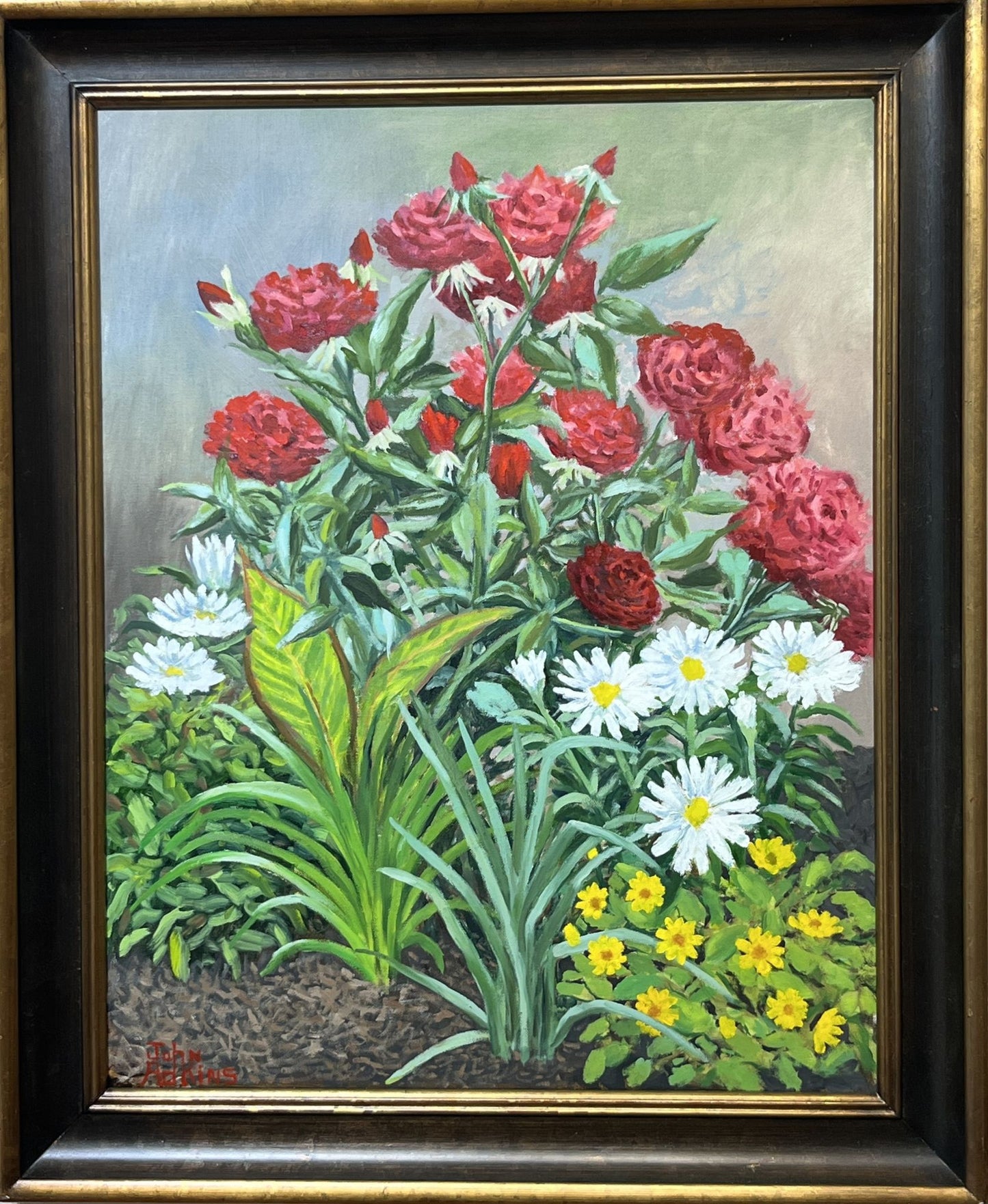 Mother's Flowers - Oil Painting by artist John Adkins 28 x 22