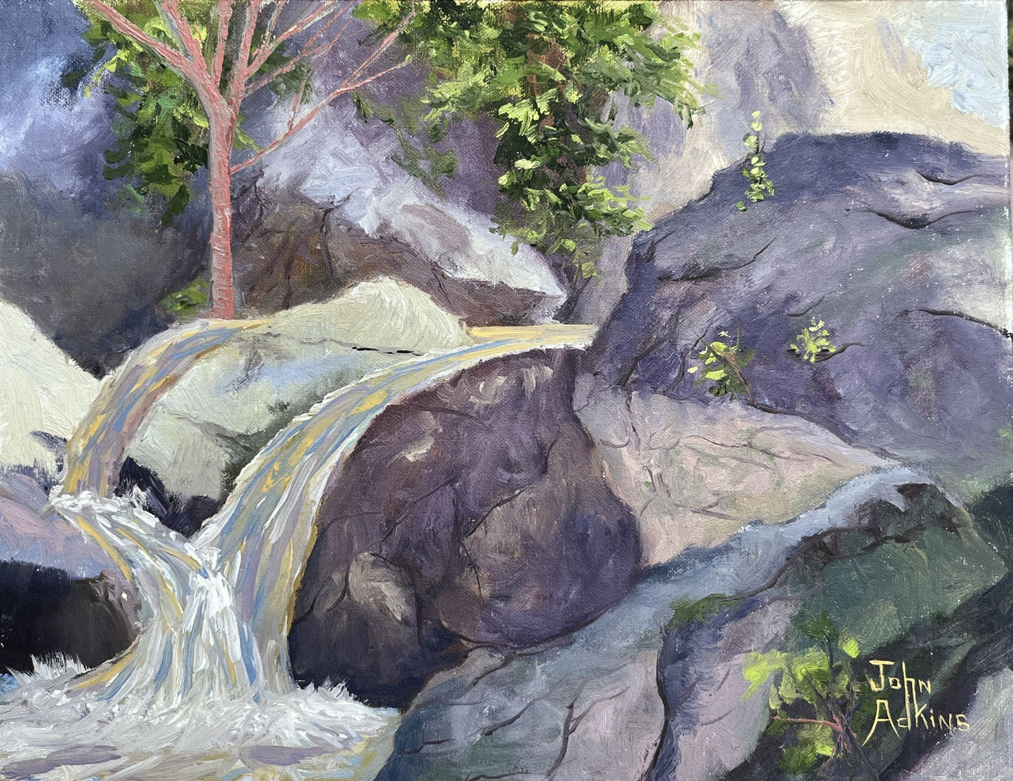 Gorge Stream - Oil Painting by artist John Adkins 11x14