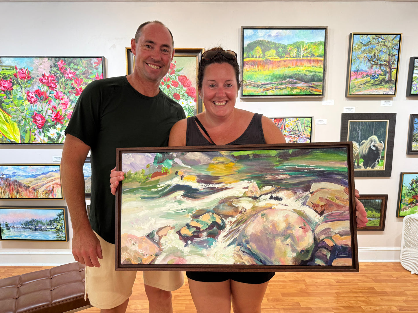 Rushing on the Middle Prong - Acrylic Painting by artist Charlotte Rollman