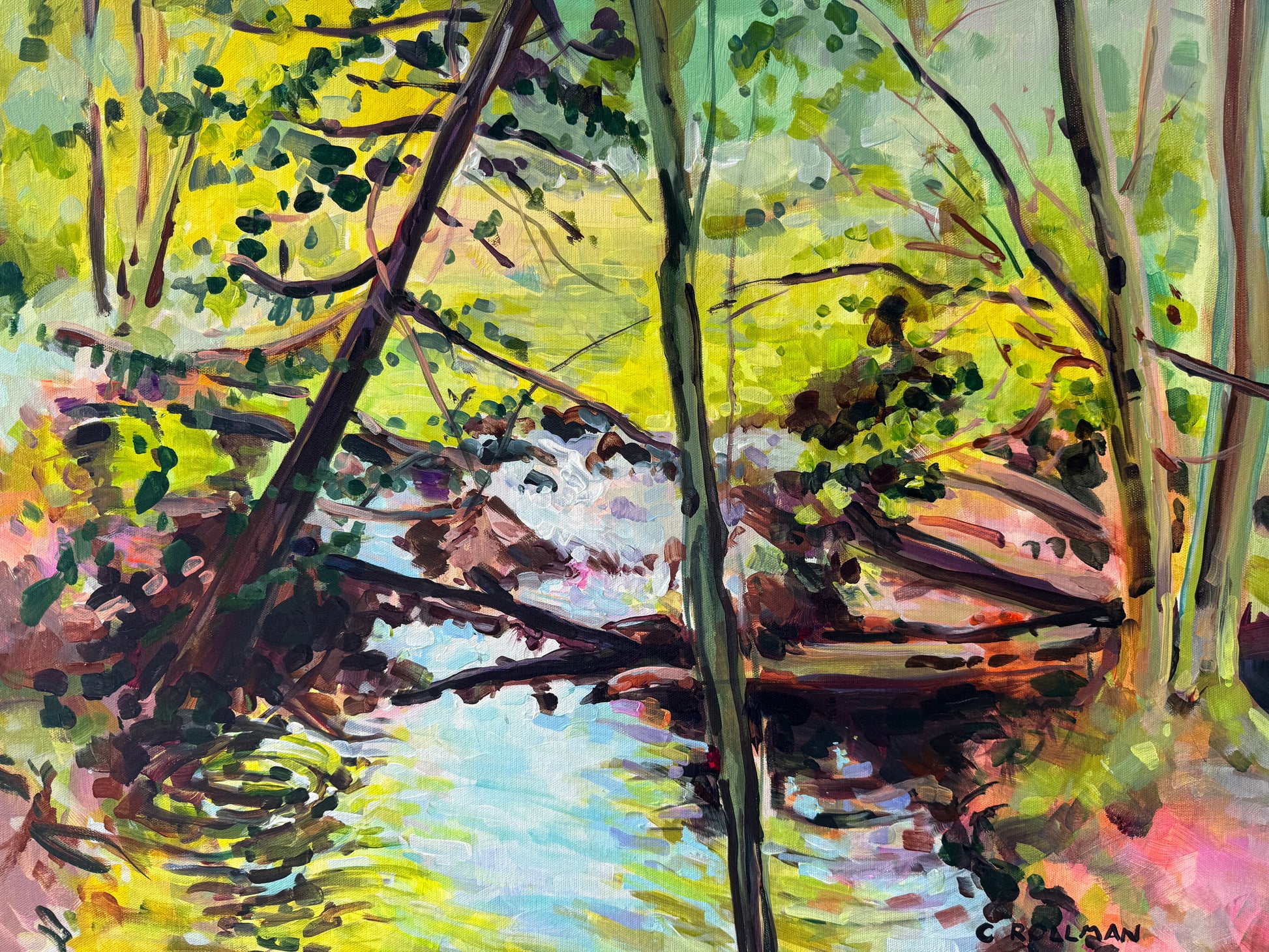 X's Mark the Spot  - Acrylic Painting by artist Charlotte Rollman 22x28 in Smoky Mountains.