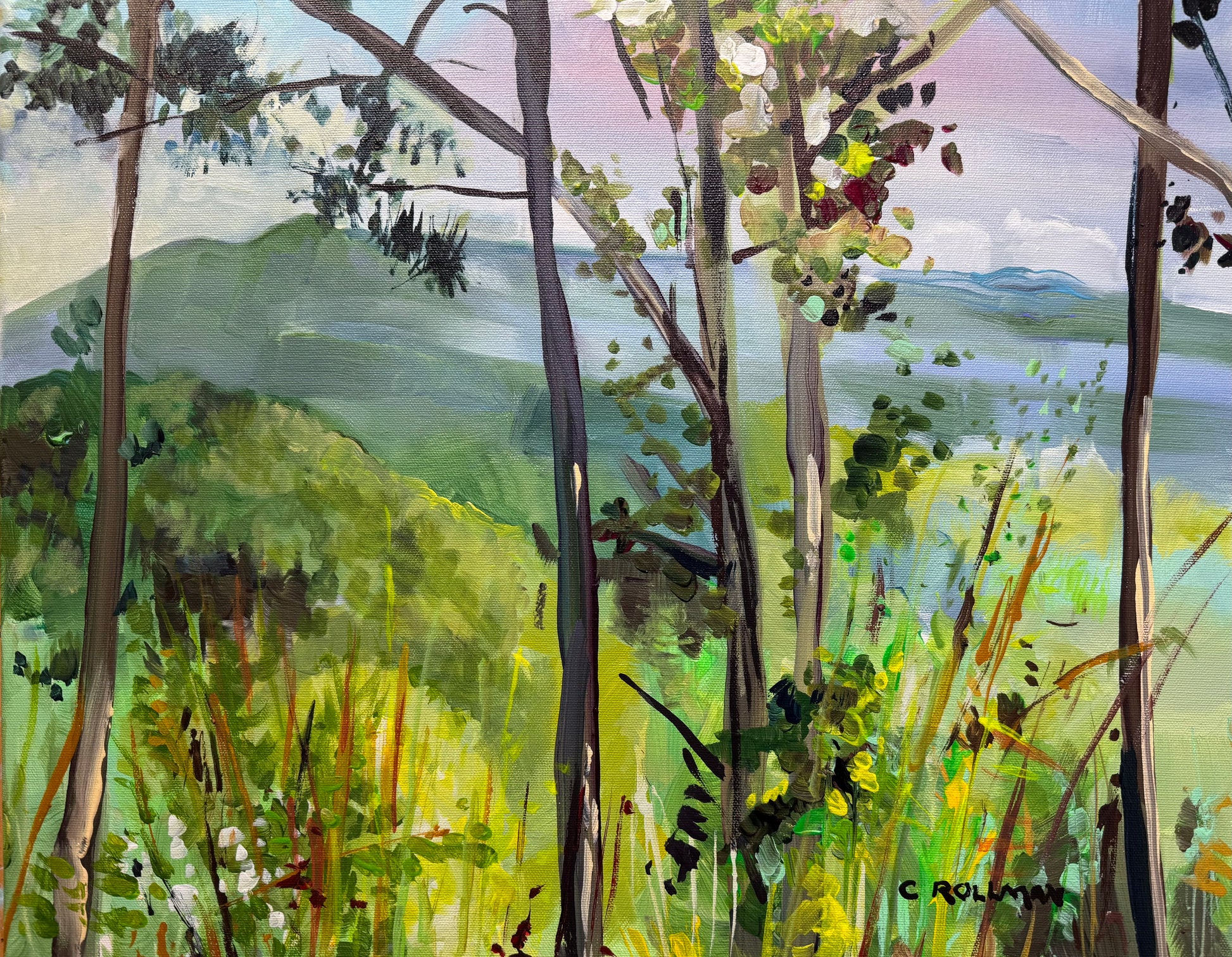 Mountain Horizon Line - Acrylic Painting by Artist Charlotte Rollman 16x20 in Smoky Mountains.