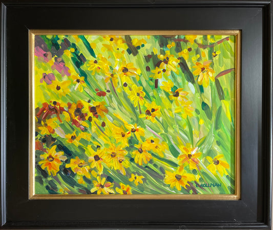 Acrylic 18 x 24 framed painting of Black-eyed Susans in the Great Smoky Mountains National Park.