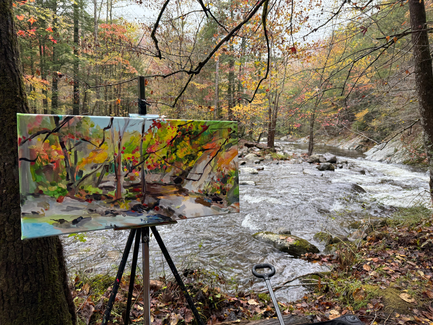 Sprinkling in Tremont - Acrylic Painting by artist Charlotte Rollman 12x24