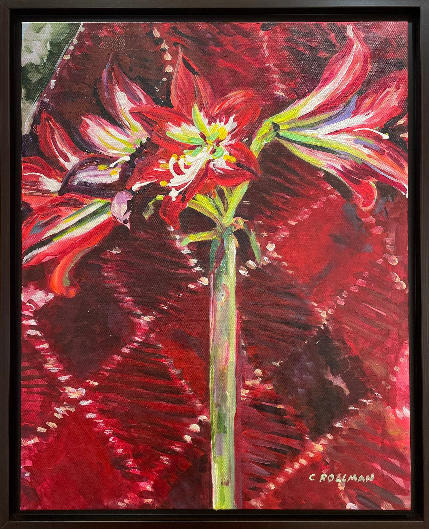 Red on Red  - Acrylic Painting by artist Charlotte Rollman 20x16