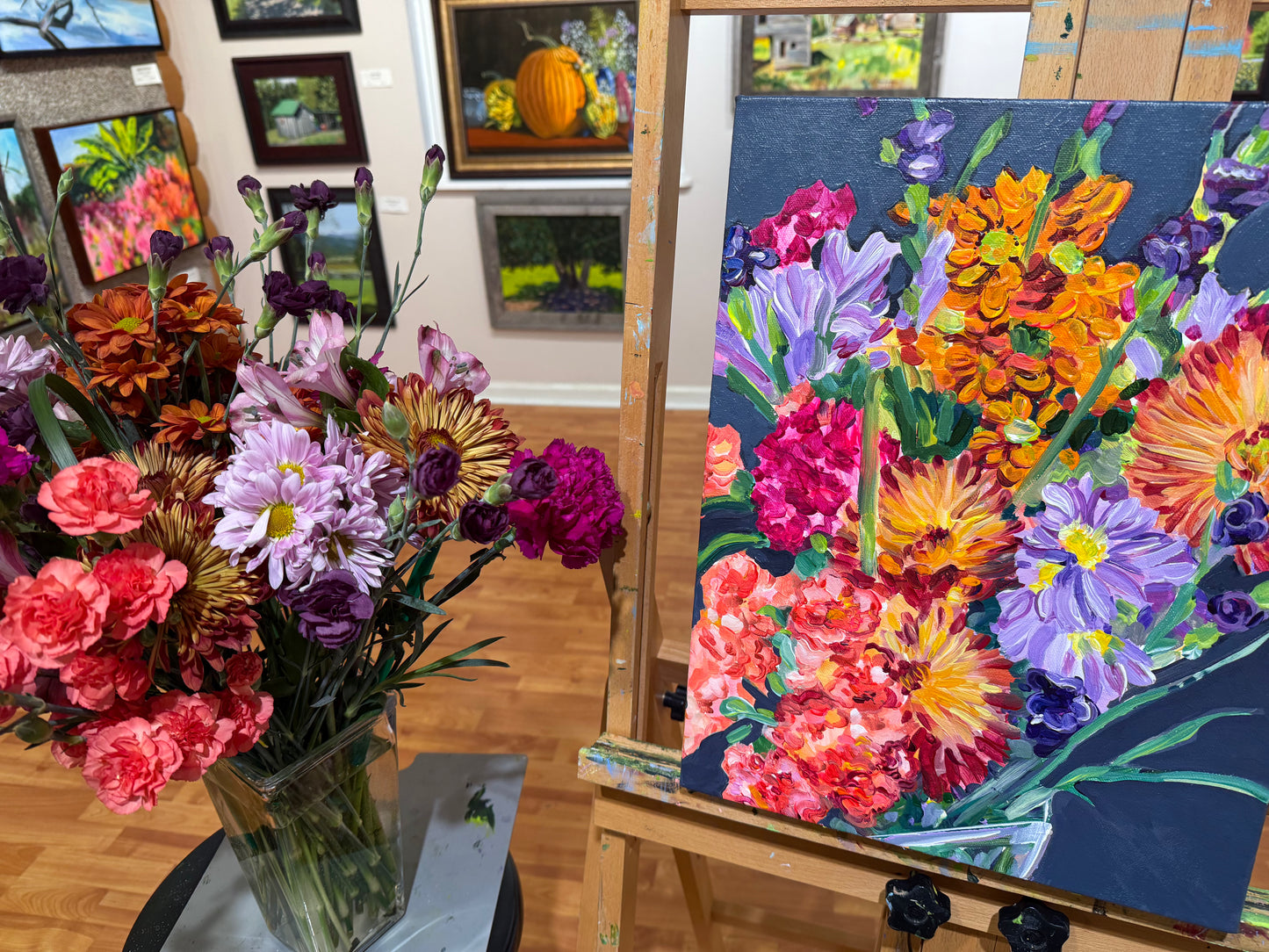 Fall Bouquet - Acrylic Painting by artist Charlotte Rollman 16x12