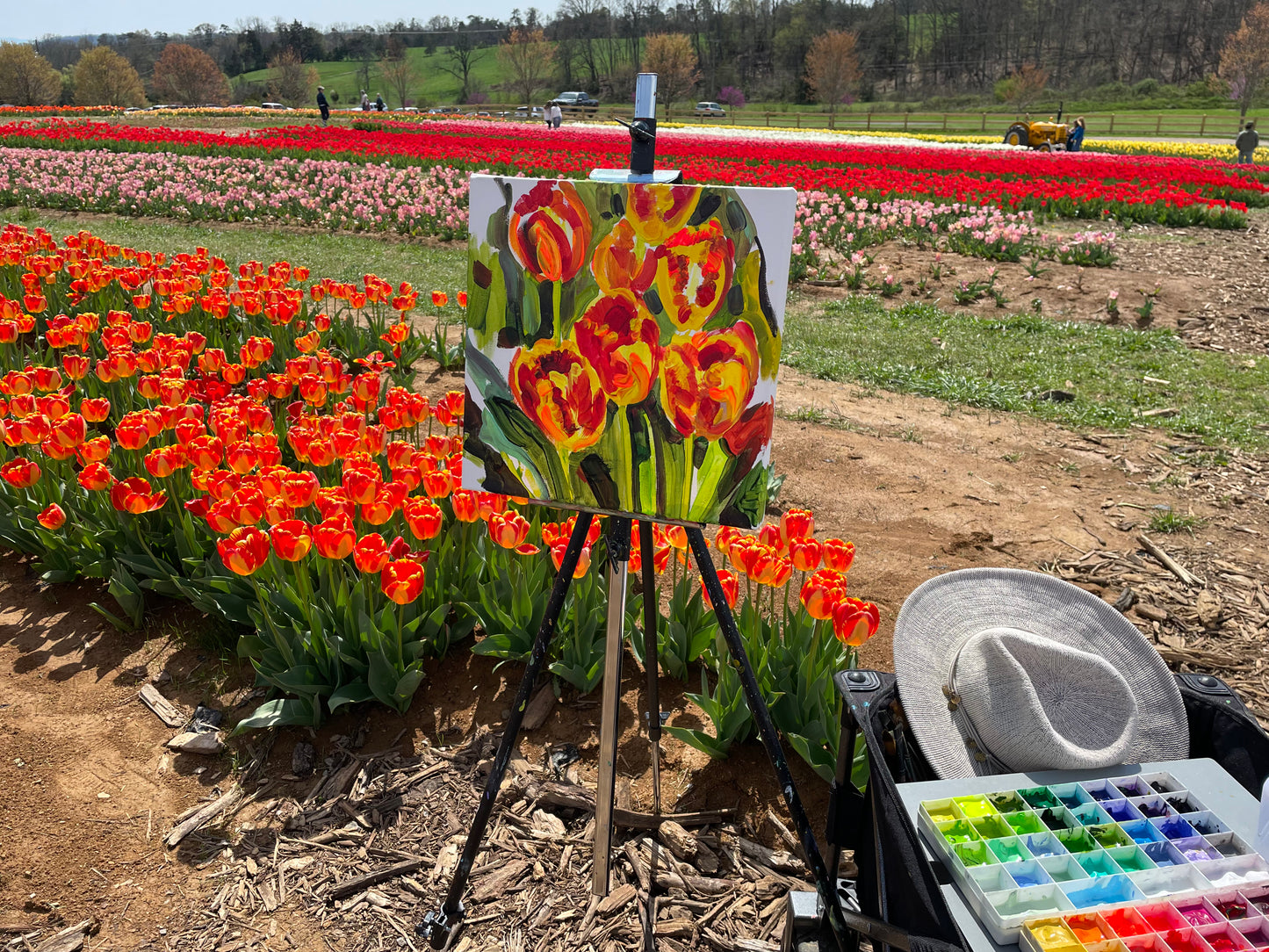 Painting by Charlotte Rollman - Adkins Rollman Gallery. Oakes Tulip Festival.