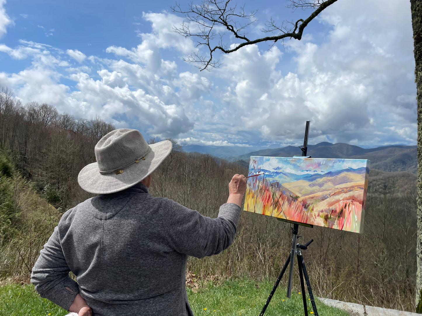 Painting by Charlotte Rollman - Adkins Rollman Gallery. Color on a Cloudy Day - Acrylic Painting by artist Charlotte Rollman