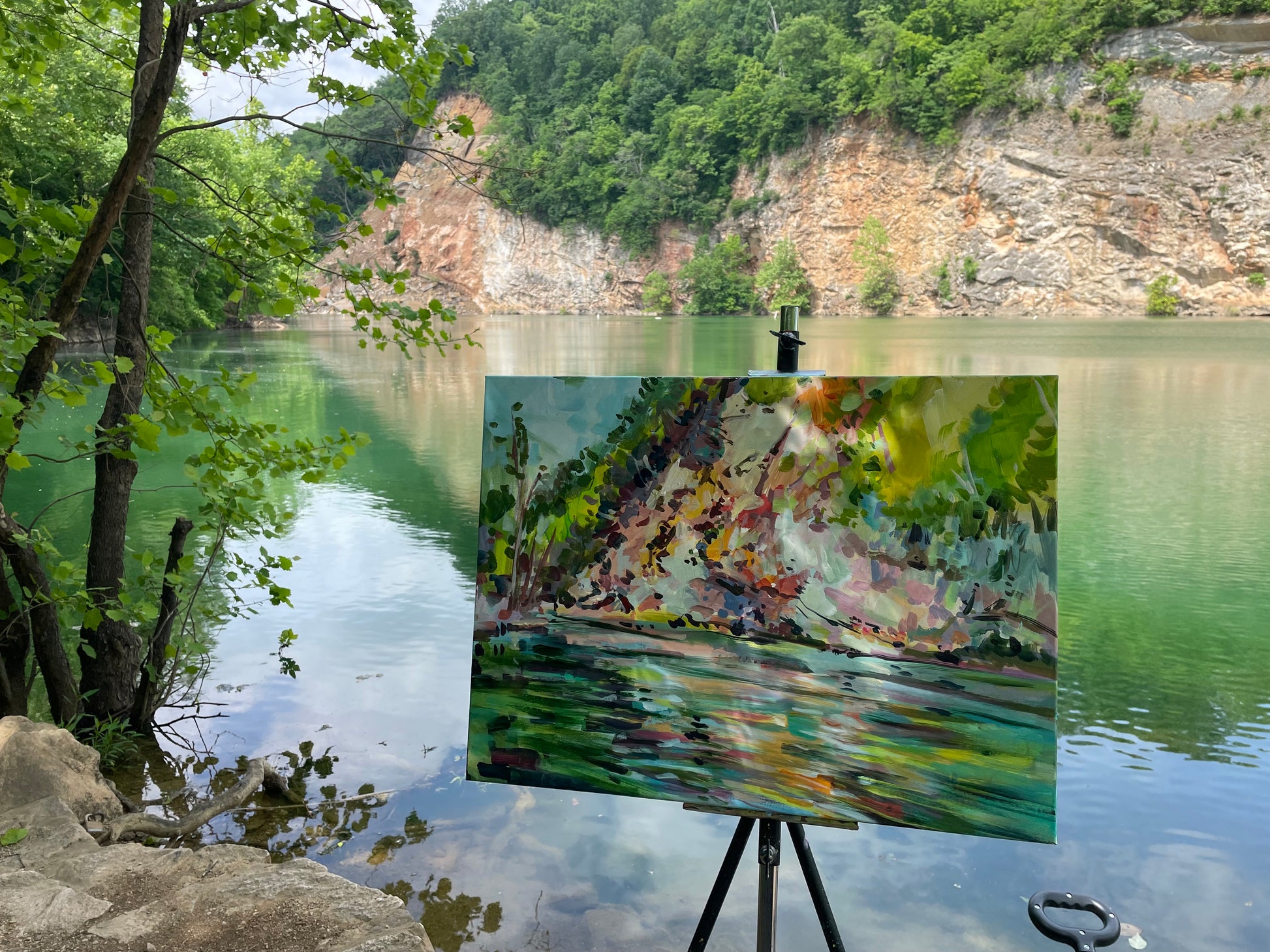 Reflecting Old Knoxville  - Acrylic Painting by artist Charlotte Rollman. Meads Quarry.