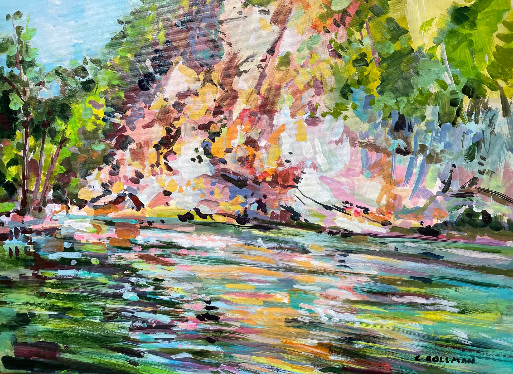 Reflecting Old Knoxville  - Acrylic Painting by artist Charlotte Rollman. Meads Quarry.