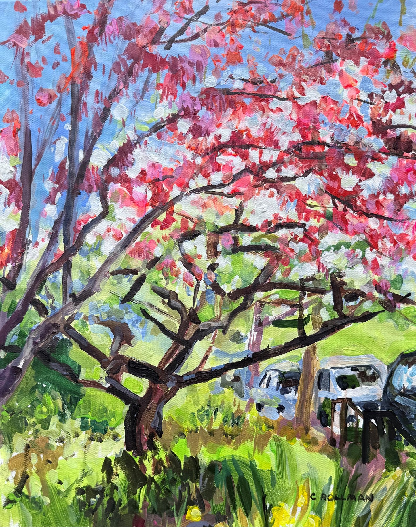 Just Around the Corner at Becky's - Acrylic Painting by artist Charlotte Rollman 20x16