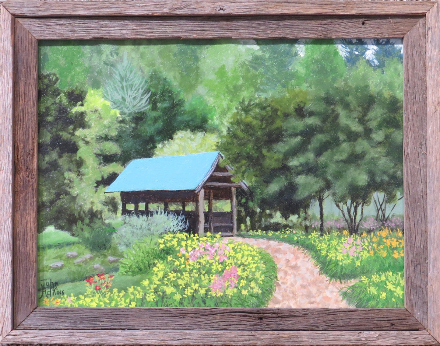 Lily Barn Covered Bridge - Oil Painting by artist John Adkins