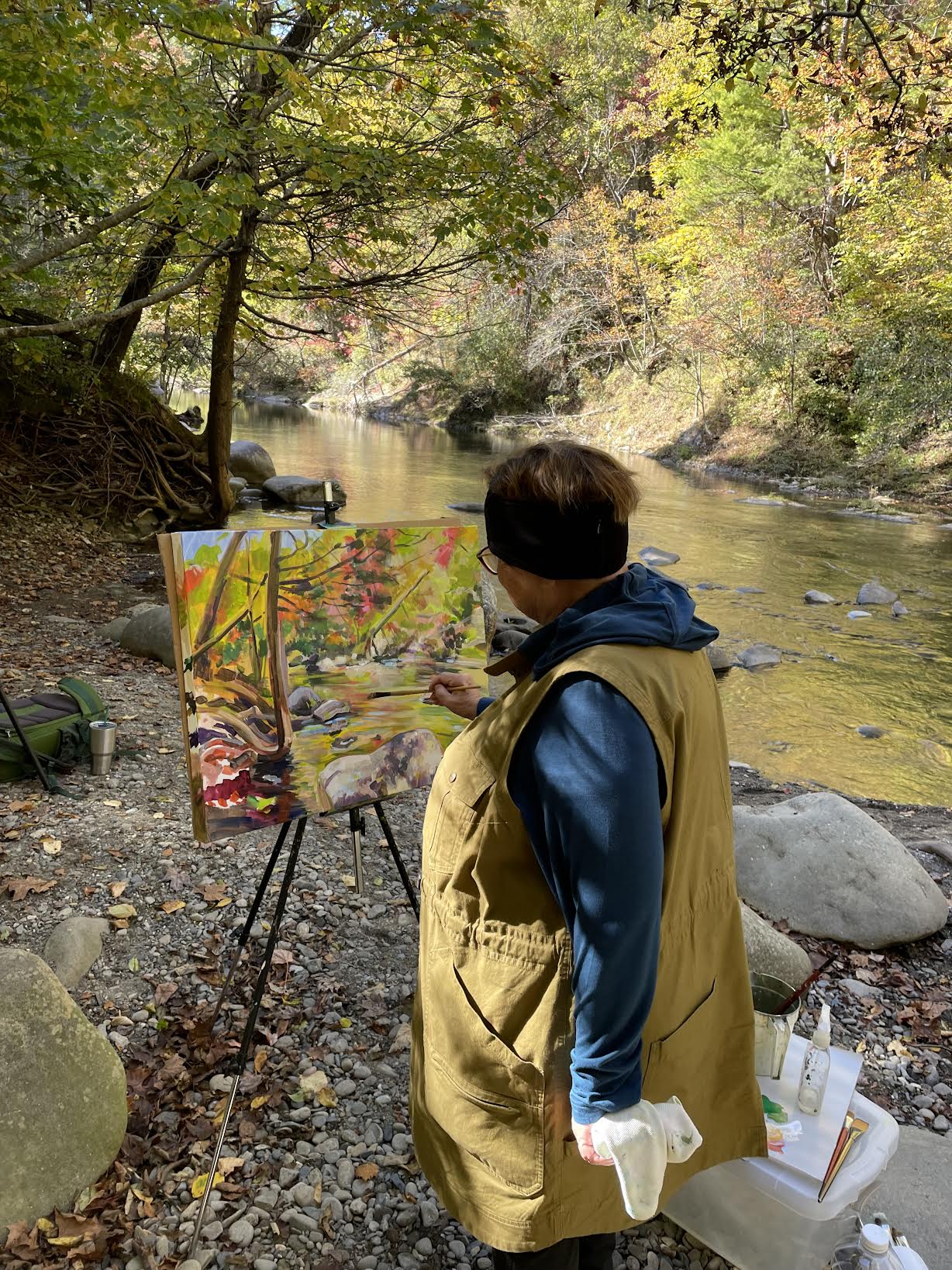 Down by the Riverside Inn  - Acrylic Painting by artist Charlotte Rollman