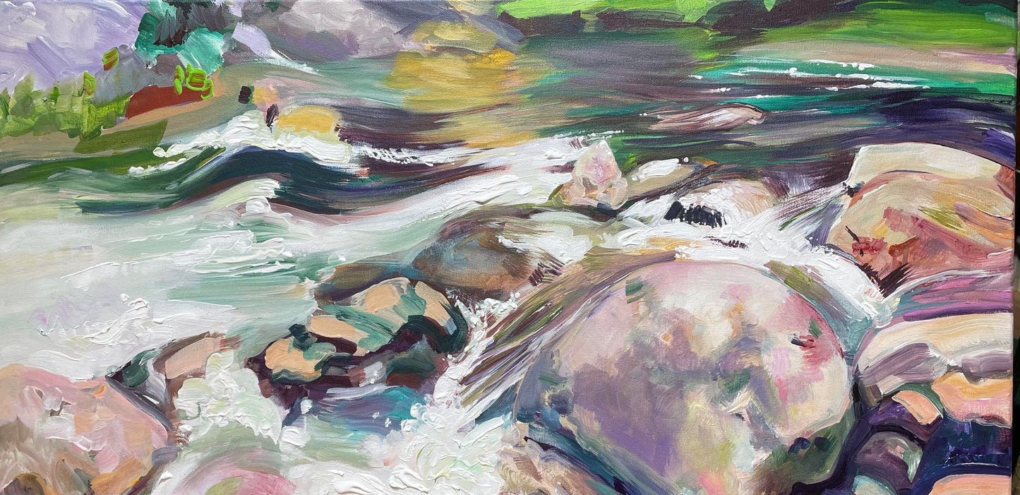 Rushing on the Middle Prong  - Acrylic Painting by artist Charlotte Rollman