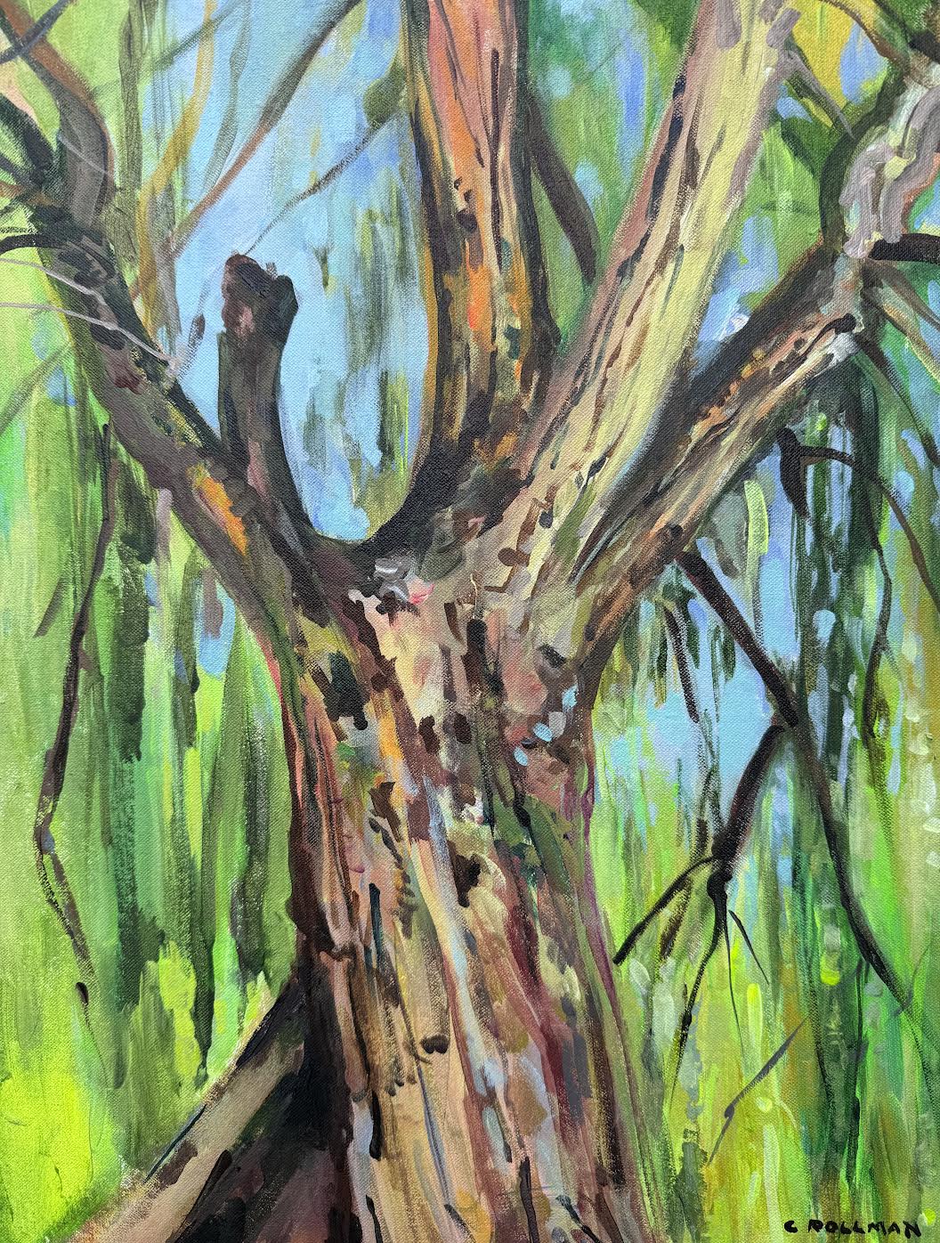 Saule Means Willow  - Acrylic Painting by artist Charlotte Rollman 20x16 in France