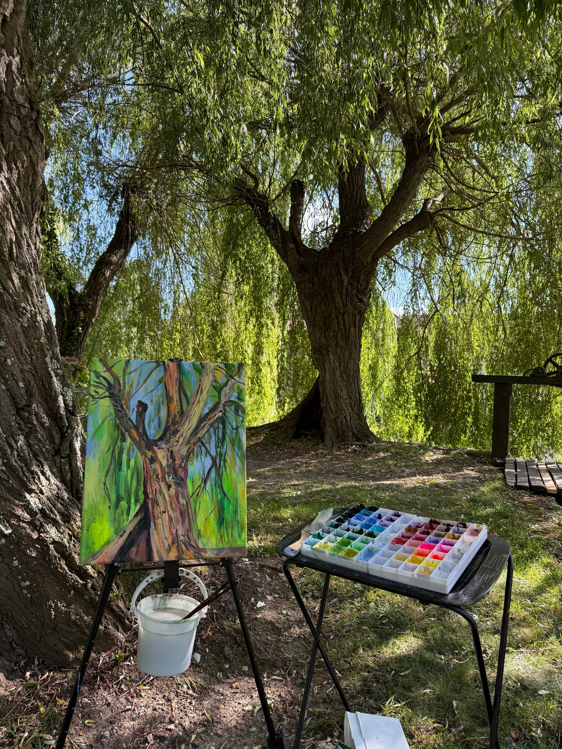 Saule Means Willow  - Acrylic Painting by artist Charlotte Rollman 20x16 in France