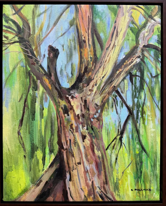 Saule Means Willow  - Acrylic Painting by artist Charlotte Rollman 20x16 France.