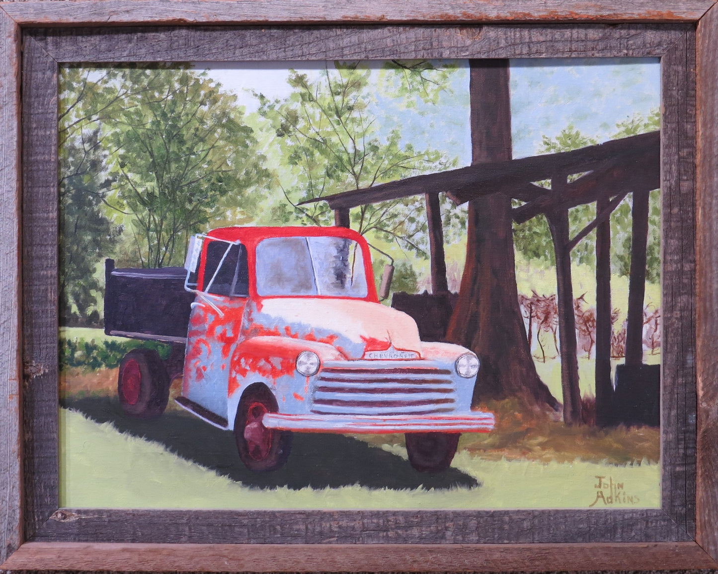 The Old Chevy  - Oil Painting by artist John Adkins