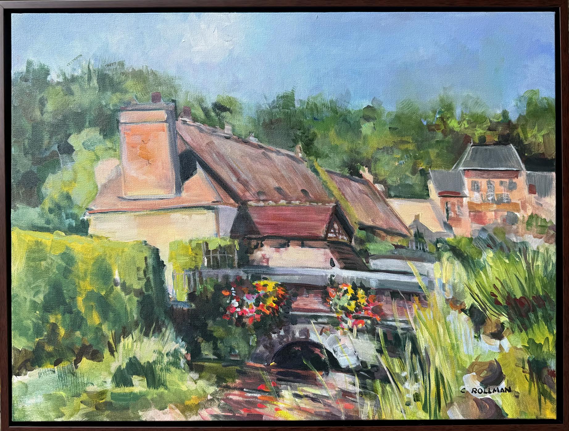 Croisy-sur-Eure  - Acrylic Painting by  Charlotte Rollman 18x24 in France