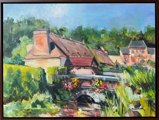 Croisy-sur-Eure  - Acrylic Painting by  Charlotte Rollman 18x24 in France
