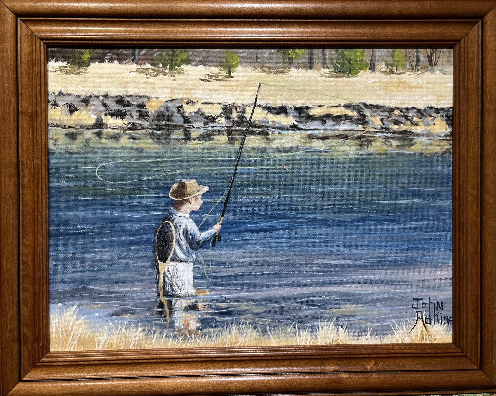 Caught Anything - Oil Painting by artist John Adkins 12x16