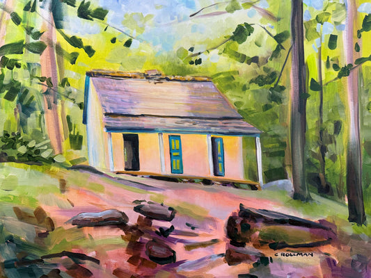 Last Stop on the Roaring Fork  - Acrylic Painting by artist Charlotte Rollman 18x24