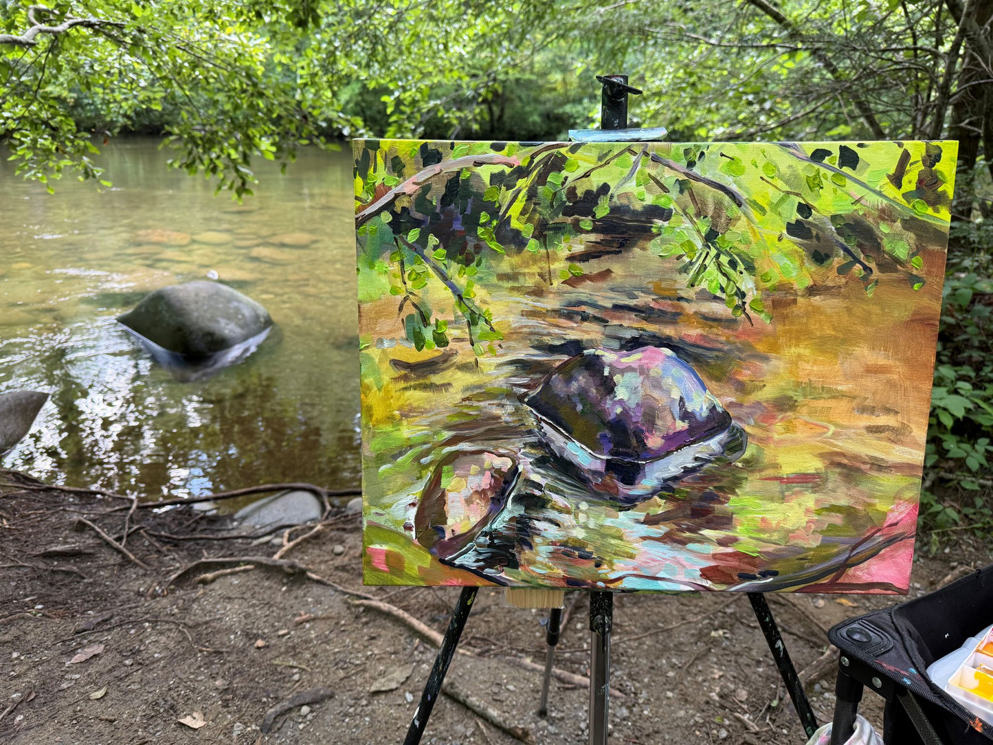 Fog on the Little River  - Acrylic Painting by artist Charlotte Rollman