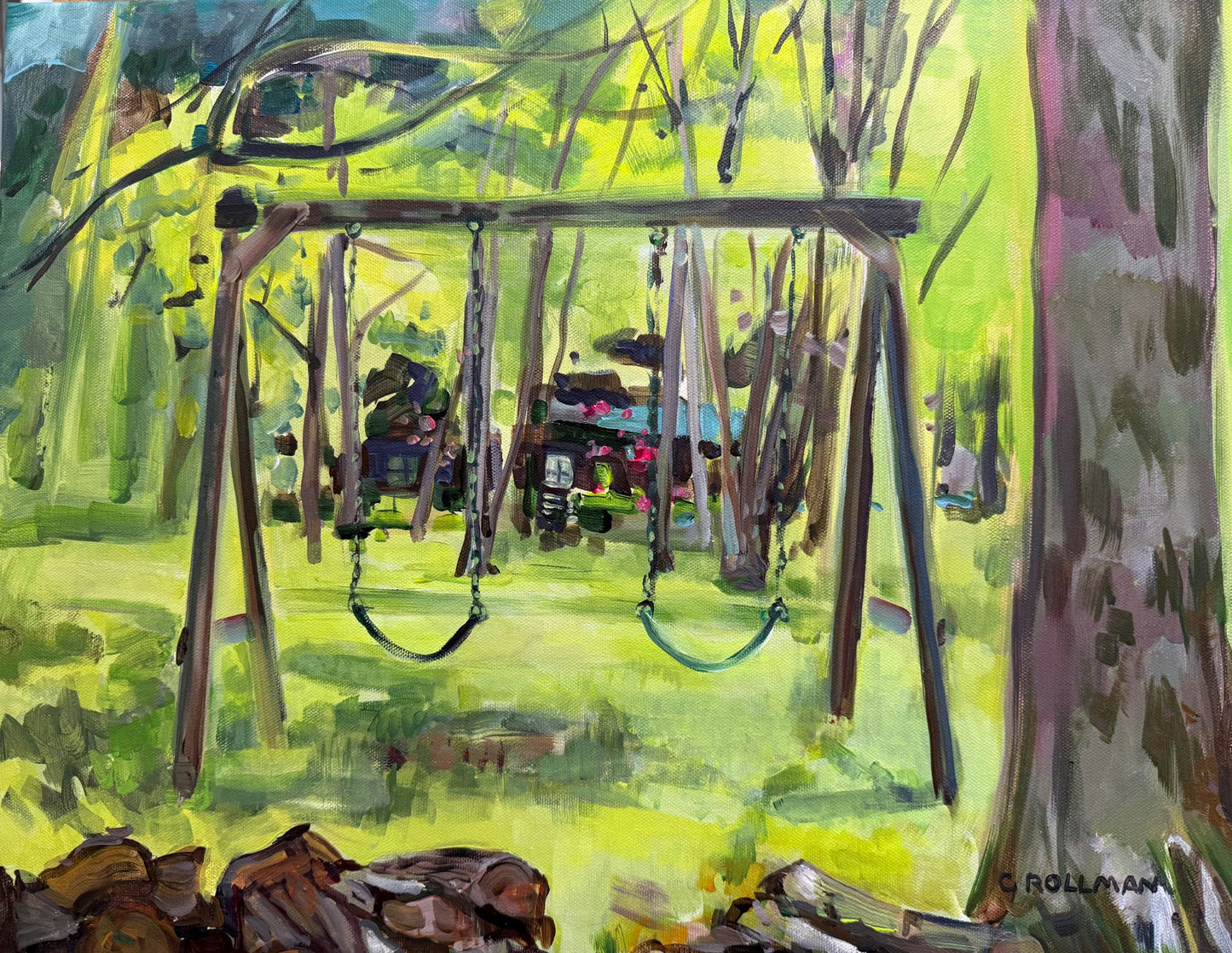 Push Me Higher - Acrylic Painting by Artist Charlotte Rollman 16x20