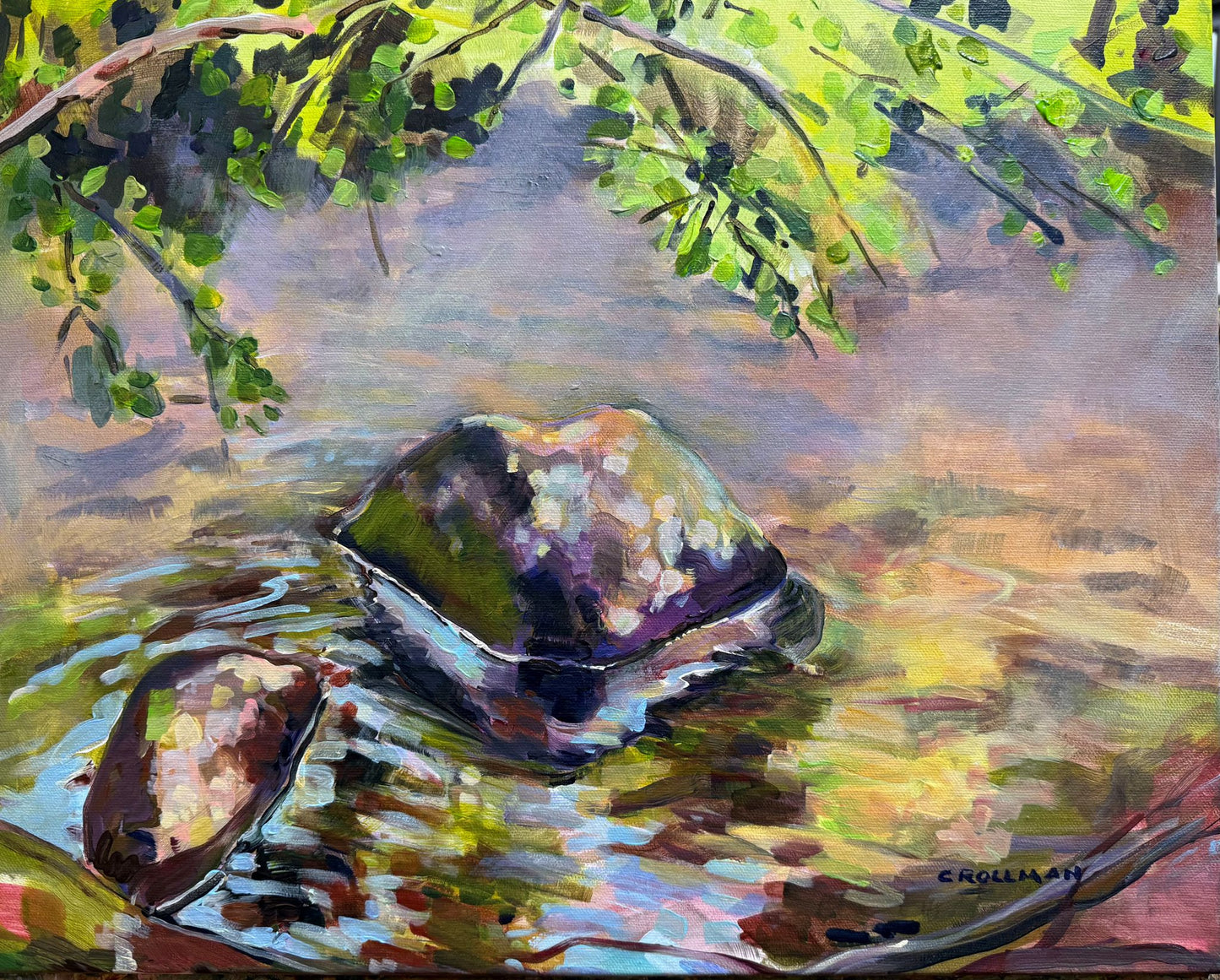 Fog on the Little River  - Acrylic Painting by artist Charlotte Rollman