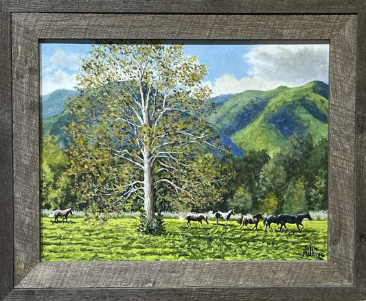 Cades Cove Horses  - Oil Painting by artist John Adkins