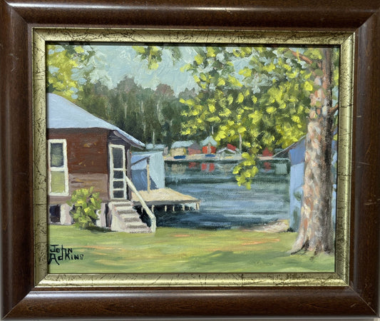 Bonnie's Fish Camp - Oil Painting by artist John Adkins 8 x 10