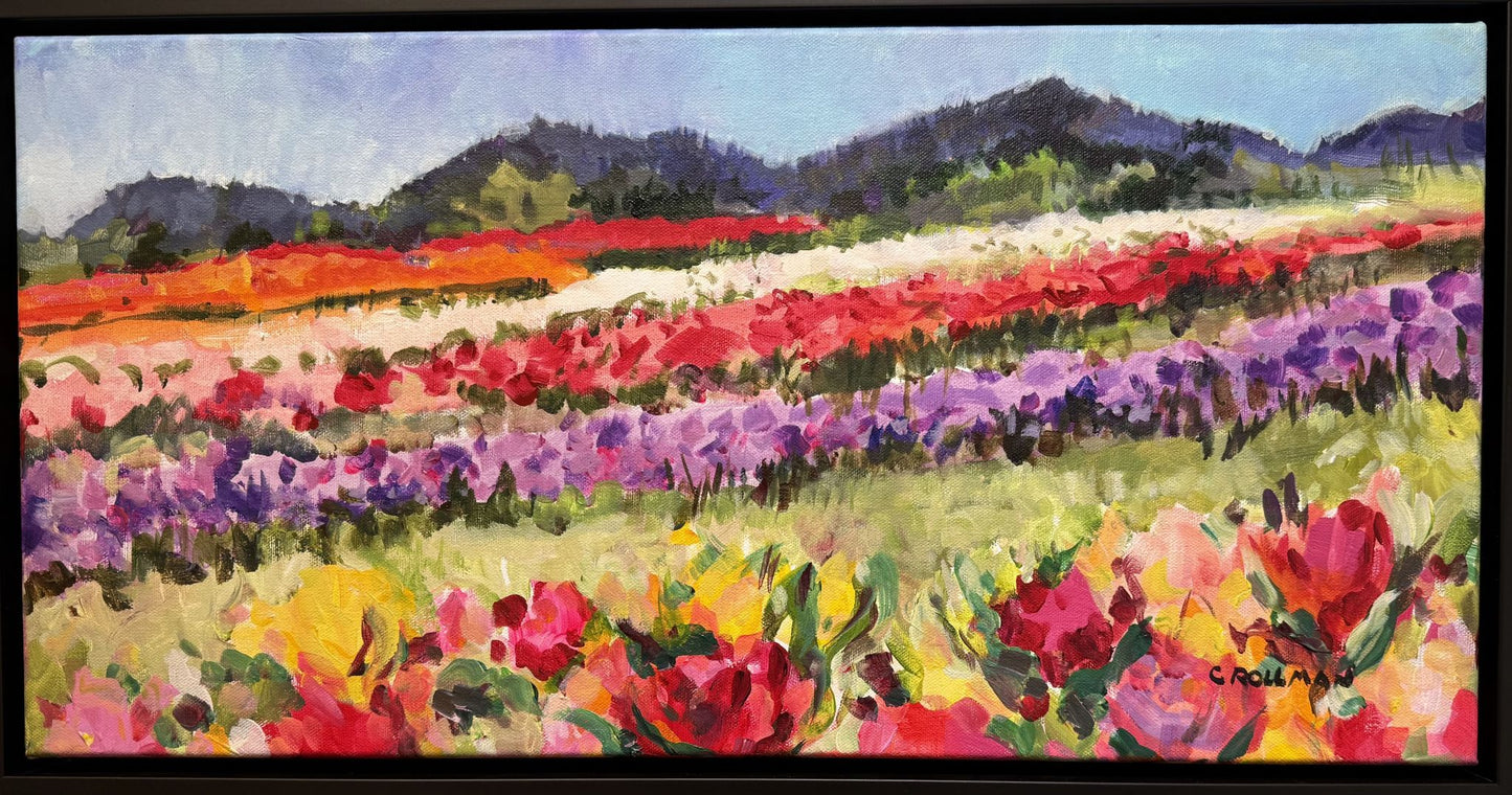 Tulip Parade - Acrylic Painting by artist Charlotte Rollman 12x24