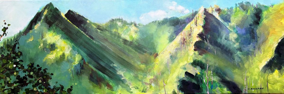 Chimney Tops Overlook  - Acrylic Painting by artist Charlotte Rollman