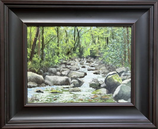 Little Pigeon River, Porter Creek - Oil Painting by artist John Adkins 12x16