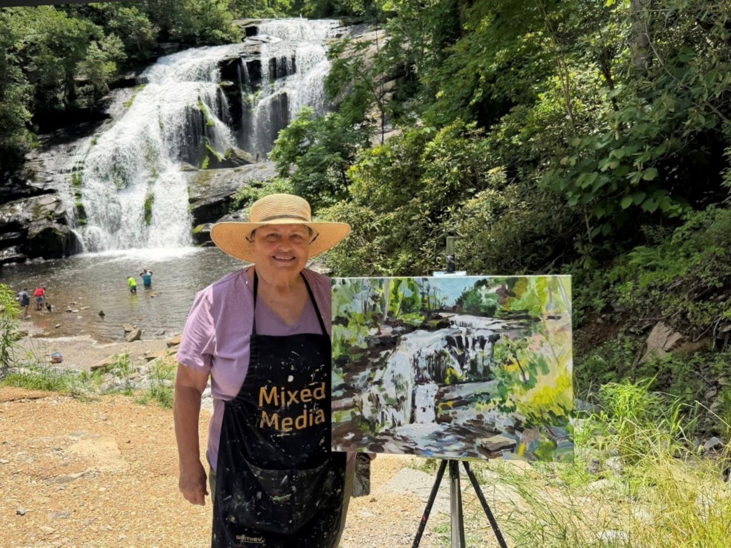 The Bald River Falls  - Acrylic Painting by artist Charlotte Rollman 18x24