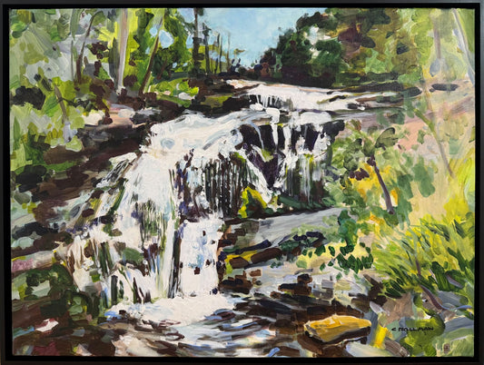 The Bald River Falls  - Acrylic Painting by artist Charlotte Rollman 18x24