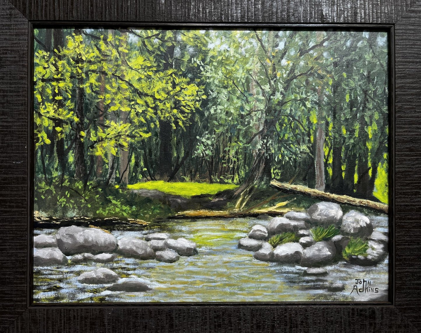 Fishing the Swimming Hole  - Oil Painting by artist John Adkins