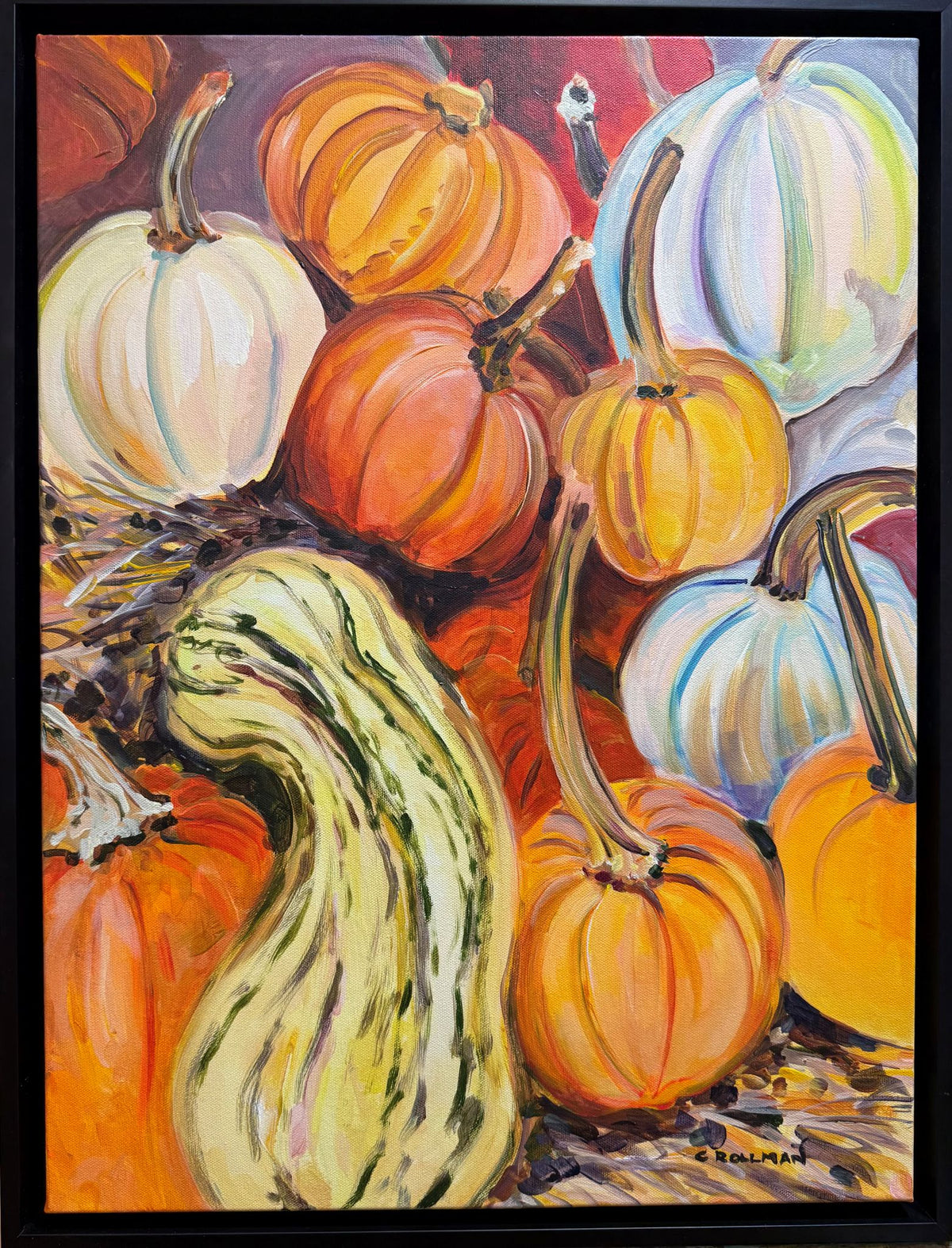 Bluestem Hollow in Orange  - Acrylic Painting by artist Charlotte Rollman 24x18