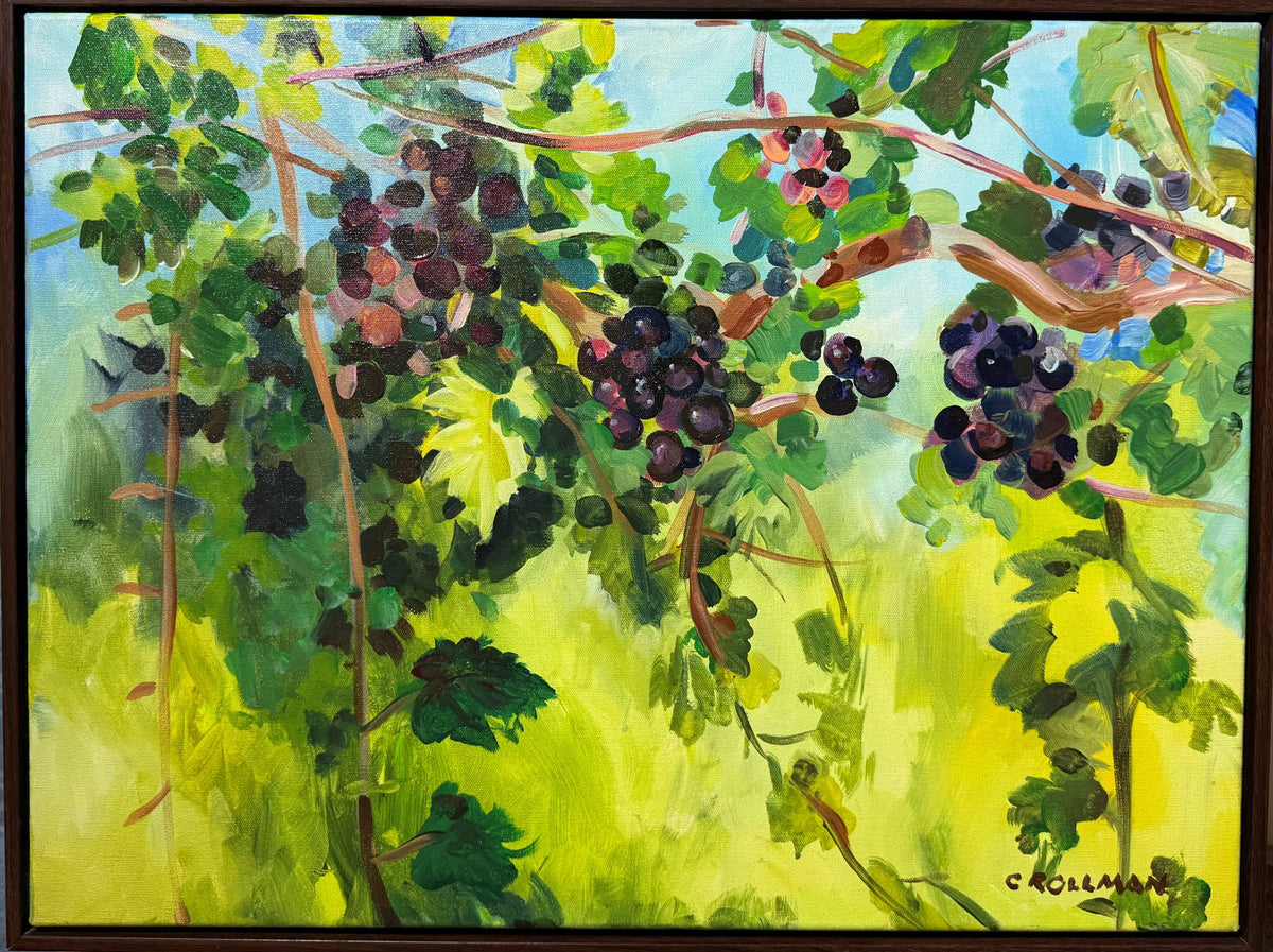 Muscadines at Sprout Springs Winery  - Acrylic Painting by artist Charlotte Rollman 18x24