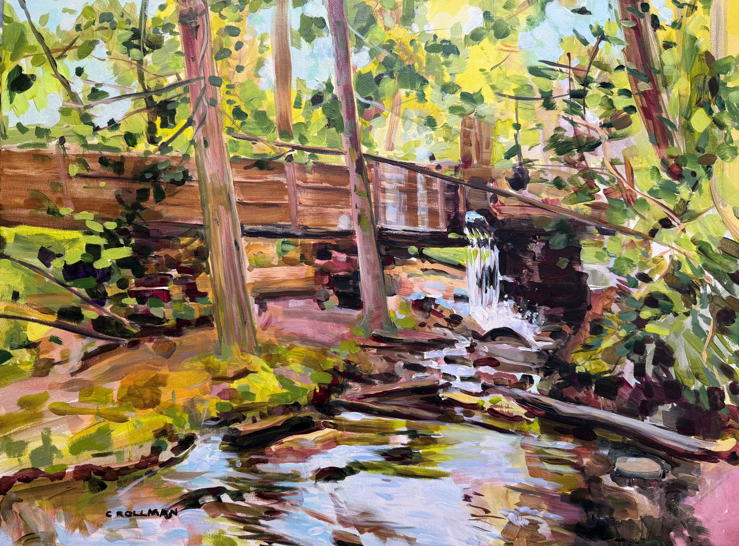 Behind the Mill  - Acrylic Painting by artist Charlotte Rollman 18x24