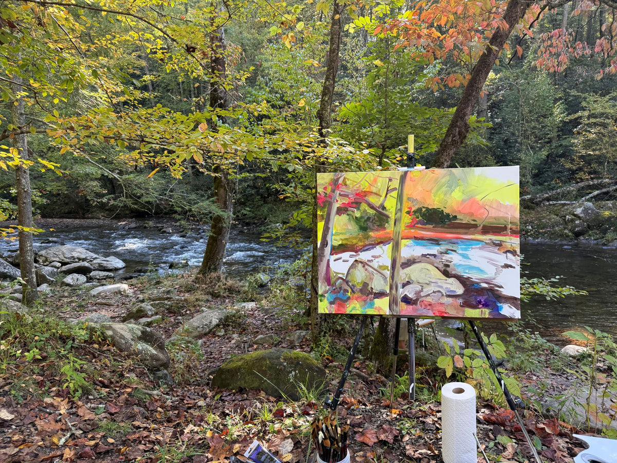Shimmer on the Little River  - Acrylic Painting by artist Charlotte Rollman 18x24