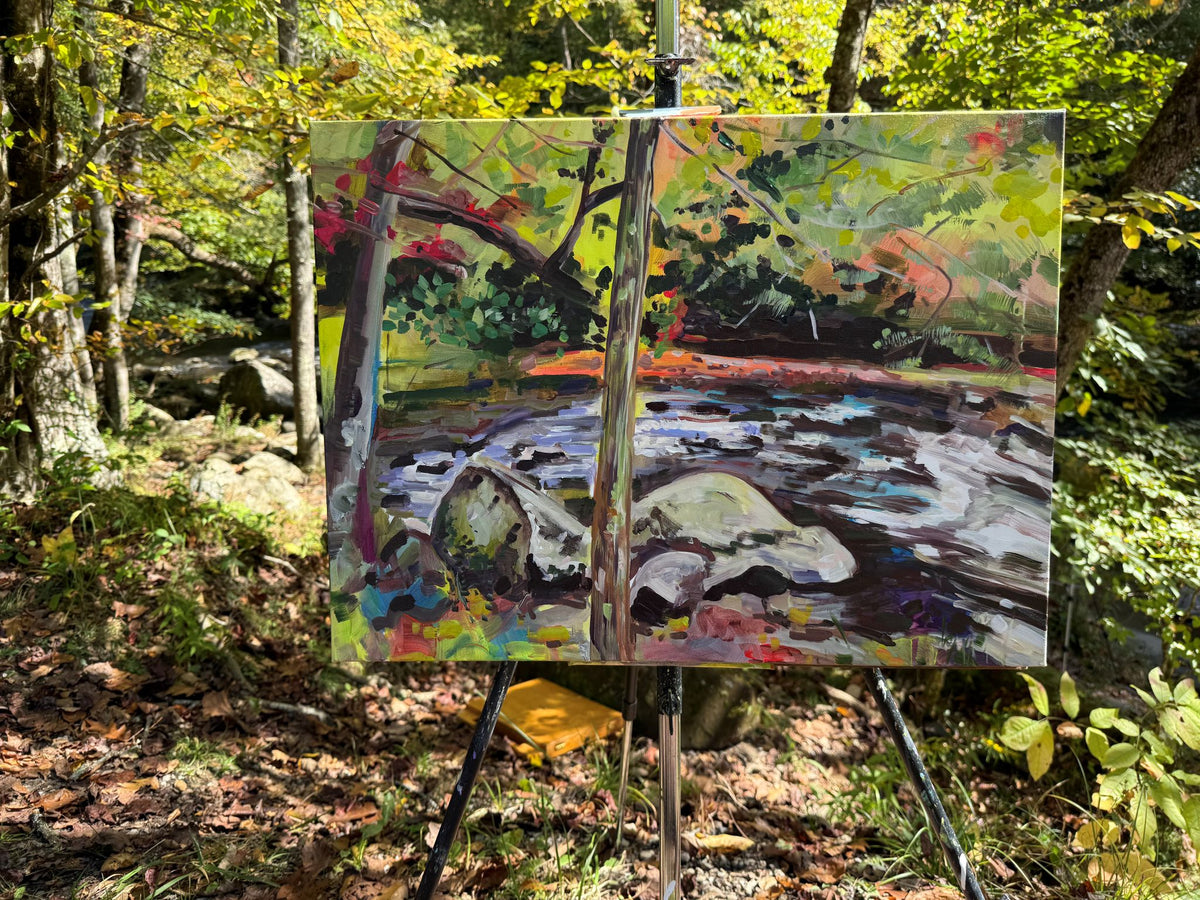 Shimmer on the Little River  - Acrylic Painting by artist Charlotte Rollman 18x24